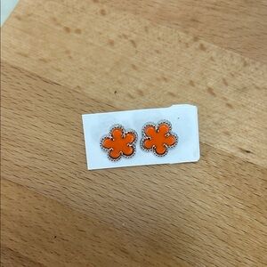 Orange Flower Stud Earrings